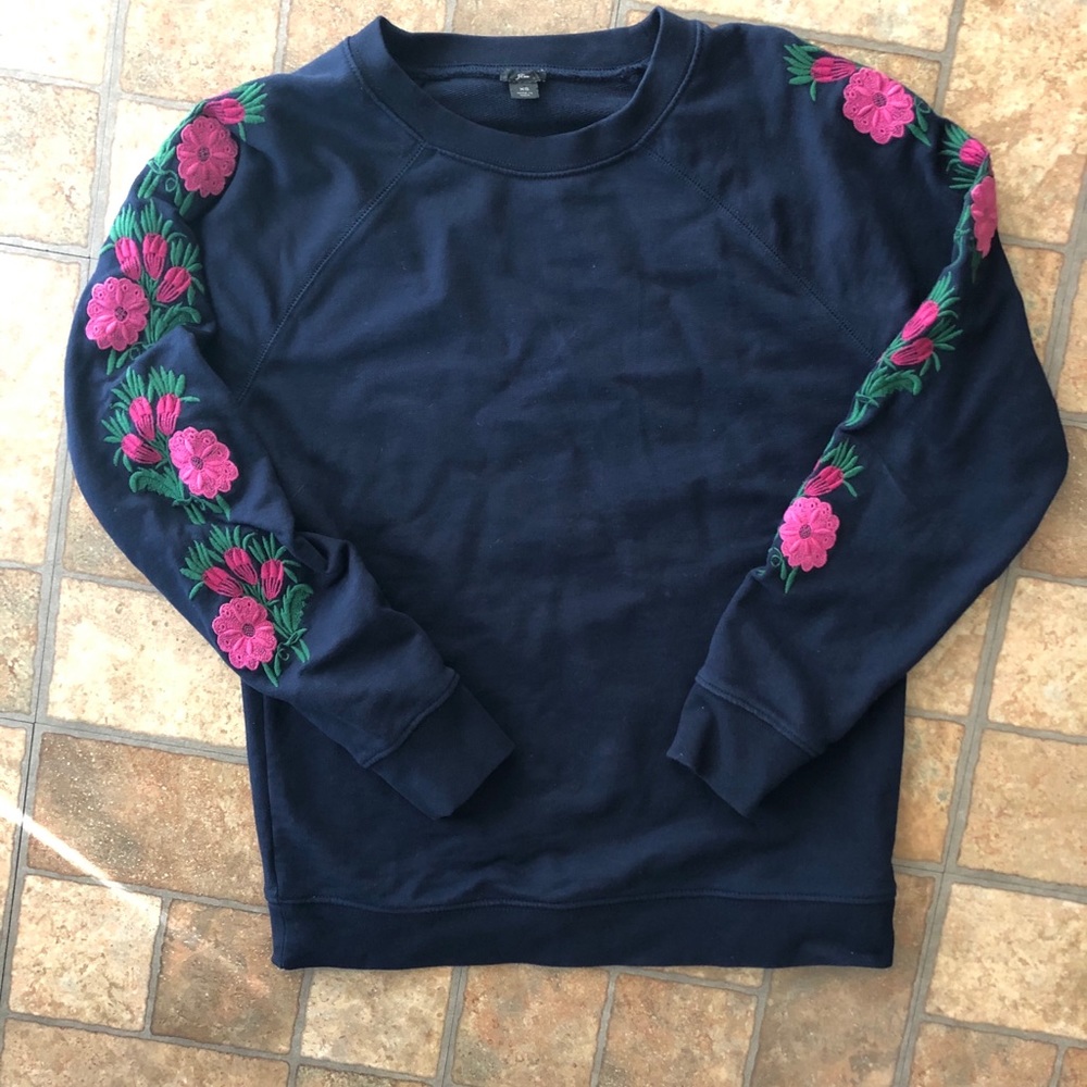 J. Crew sweater with embroidered sleeve